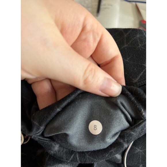 Lululemon Leggings Womens 8 Wunder Under Crop II Star Crushed Coal Black - Picture 5 of 5